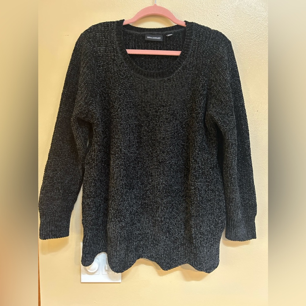Nina Leonard Black‎ Scallop Sweater Size 1X